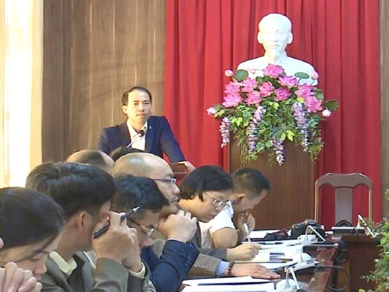 Đồng chí Sử Thanh Hoài - Chủ tịch UBND huyện phát biểu tại hội thảo. Ảnh: Anh Tuấn
