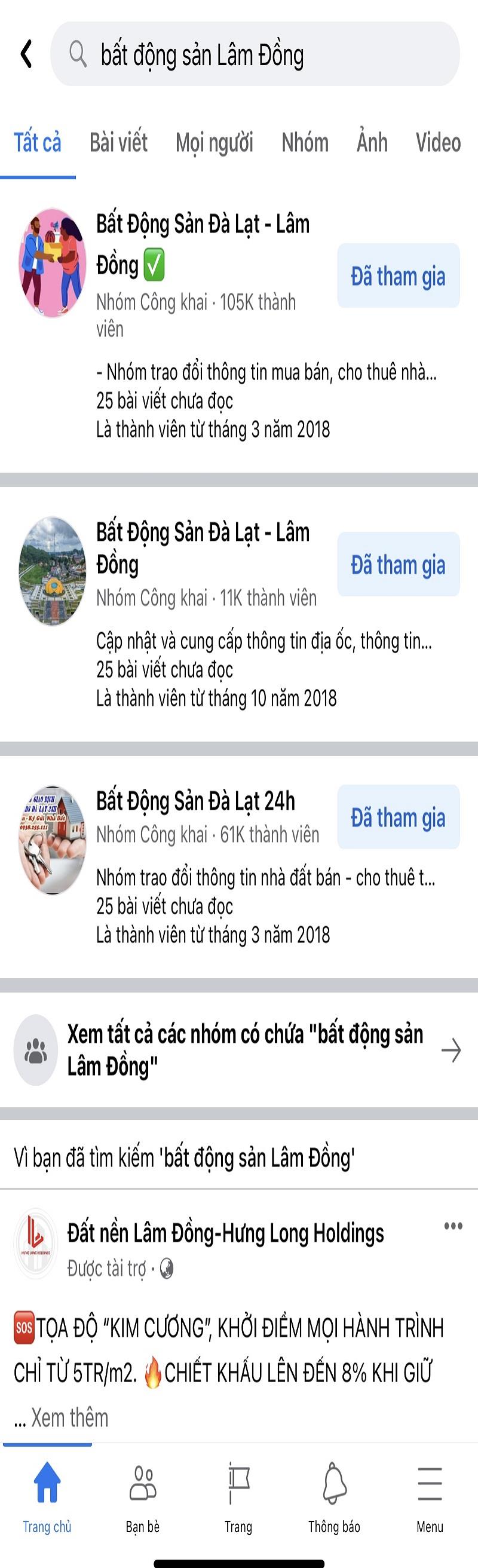 Các nhóm, trang về bất động sản Lâm Đồng trên mạng xã hội hiện nay rất nhiều và đa dạng thông tin, siết chặt quản lý thông tin là vấn đề đang được chú trọng