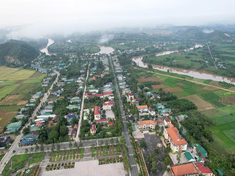 Trung tâm huyện Cát Tiên - một trong những huyện trong kế hoạch sáp nhập của tỉnh. Ảnh: Hoàng Sa