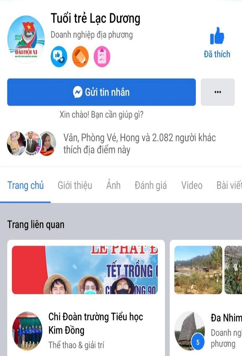 Trang Fanpage “Tuổi trẻ Lạc Dương” đăng tải nhiều thông tin ý nghĩa, thiết thực