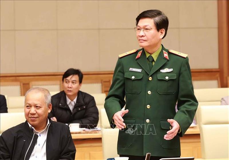 Thiếu tướng Nguyễn Xuân Kiên, Cục trưởng Quân y (Bộ Quốc phòng) phát biểu. Ảnh: Doãn Tấn-TTXVN