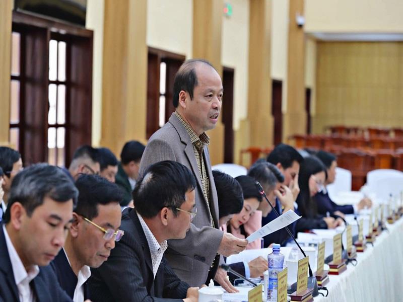 Đồng chí Nguyễn Viết Vân - Bí thư Huyện uỷ Bảo Lâm phát biểu