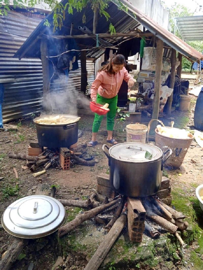 Sơ chế rau, măng rừng