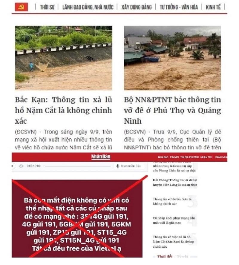 Trong thời gian bão số 3 xảy ra, nhiều cơ quan báo chí đã liên tục phát đi các cảnh báo về tin giả nhằm giúp người dân không bị hoang mang, ngăn chặn gián đoạn công tác cứu trợ và bảo vệ niềm tin của cộng đồng vào các cơ quan chức năng.