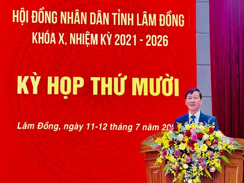 Đồng chí Trần Đức Quận - Ủy viên Ban Chấp hành Trung ương Đảng, Bí thư Tỉnh uỷ, Chủ tịch HĐND tỉnh phát biểu bế mạc kỳ họp thứ 10