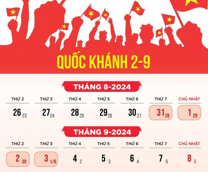 Đợt nghỉ Lễ Quốc khánh năm 2024 kéo dài 4 ngày