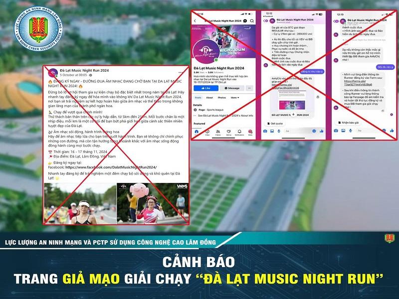 Công an Lâm Đồng cảnh báo các trang giả mạo Giải chạy bộ Dalat Music Night Run