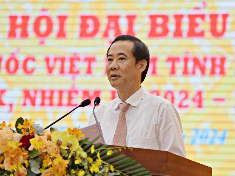 Quyền Bí thư Tỉnh uỷ Lâm Đồng Nguyễn Thái Học phát biểu tại Đại hội