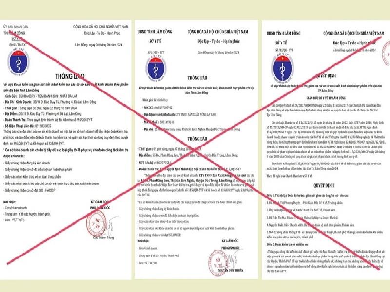 Các văn bản mạo danh Sở Y tế Lâm Đồng.