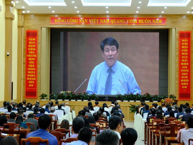 Đồng chí Lương Cường - Ủy viên Bộ Chính trị, Thường trực Ban Bí thư phát biểu chỉ đạo tại Hội nghị