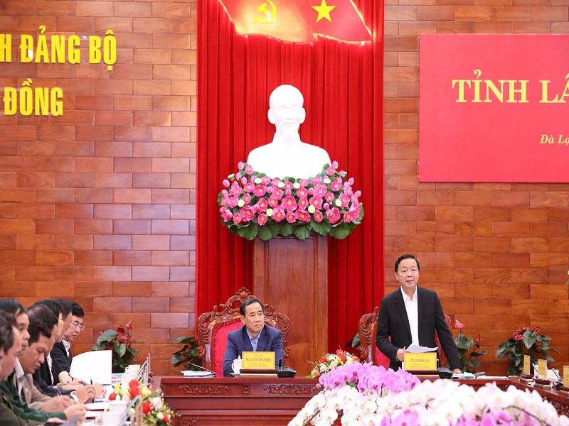 Phó Thủ tướng Chính phủ Trần Hồng Hà và Quyền Bí thư Tỉnh uỷ Lâm Đồng Nguyễn Thái Học chủ trì buổi làm việc