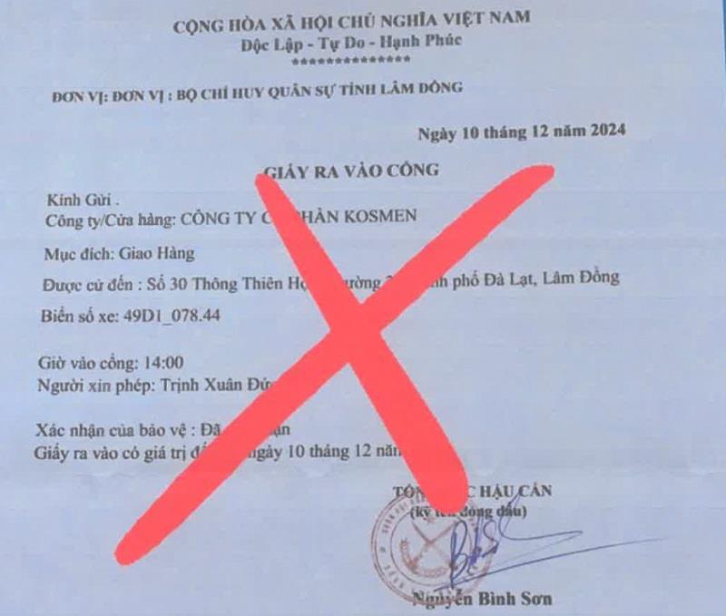 Một văn bản giả mạo khác của các đối tượng dùng để lừa đảo