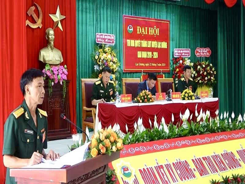 Đại tá Nguyễn Thanh Quảng - Phó Chính ủy Bộ Chỉ huy Quân sự tỉnh Lâm Đồng phát biểu chỉ đạo tại Đại hội