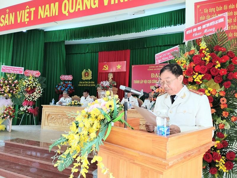 Đại tá Đỗ Văn Tường - Nguyên Trưởng Công an huyện, Chủ nhiệm CLB Công an hưu trí huyện báo cáo kết quả hoạt động