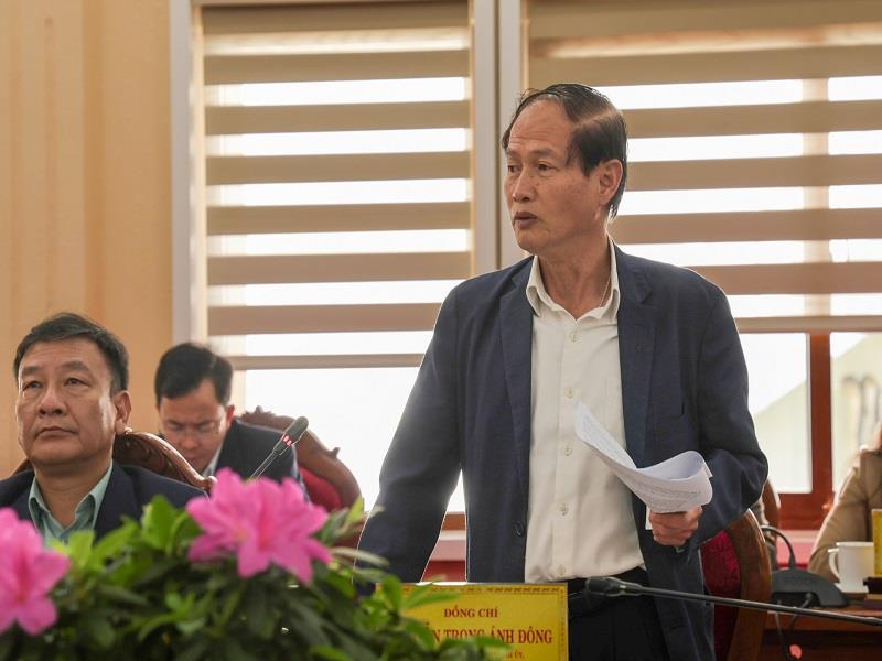 Đồng chí Nguyễn Trọng Ánh Đông - Uỷ viên Ban Thường vụ, Trưởng Ban Tổ chức Tỉnh uỷ phát biểu tại Hội nghị