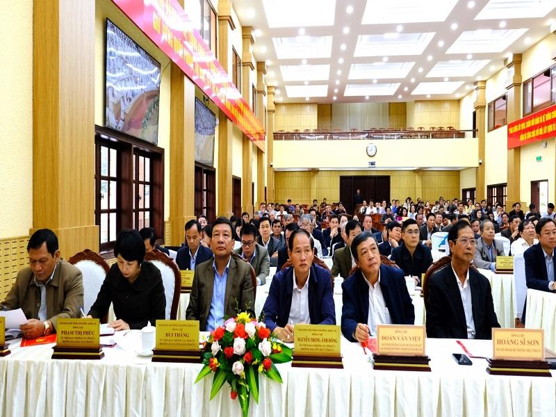 Các đại biểu tham dự Hội nghị tại điểm cầu Hội trường Tỉnh ủy