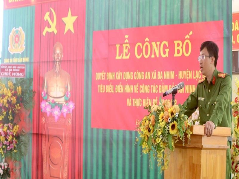 Thượng tá Phạm Thanh Hùng - Phó Giám đốc Công an tỉnh phát biểu tại Lễ công bố