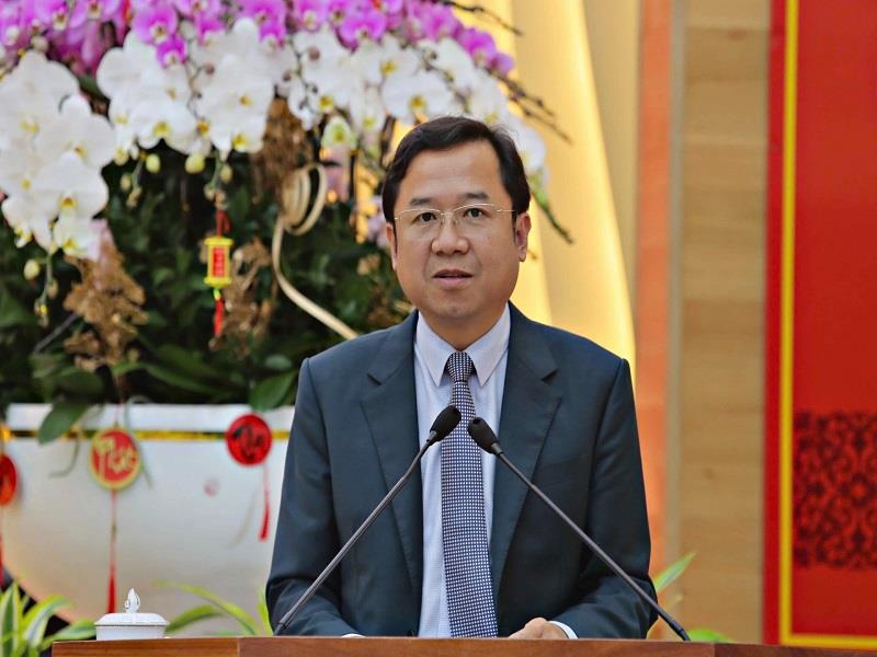 Đồng chí Tôn Thiện Đồng - Uỷ viên Ban Thường vụ Tỉnh uỷ, Trưởng Ban Tuyên giáo và Dân vận Tỉnh uỷ phát biểu nhận nhiệm vụ