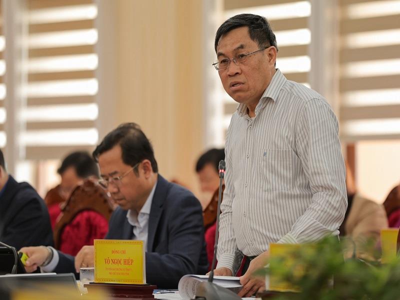 Đồng chí Võ Ngọc Hiệp - Ủy viên Ban Thường vụ Tỉnh uỷ, Phó Chủ tịch UBND tỉnh phát biểu
