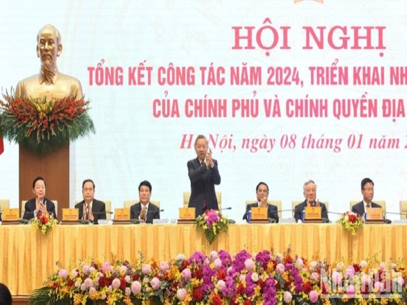 Tổng Bí thư Tô Lâm đến dự và có bài phát biểu tại hội nghị. Ảnh: Báo Nhân dân