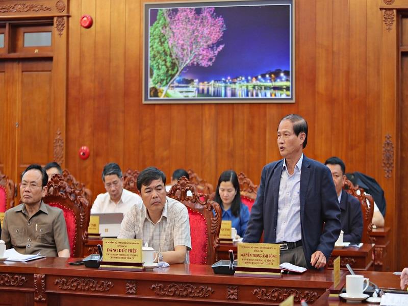 Đồng chí Nguyễn Trọng Ánh Đông - Uỷ viên Ban Thường vụ, Trưởng Ban Tổ chức Tỉnh uỷ phát biểu tại buổi làm việc