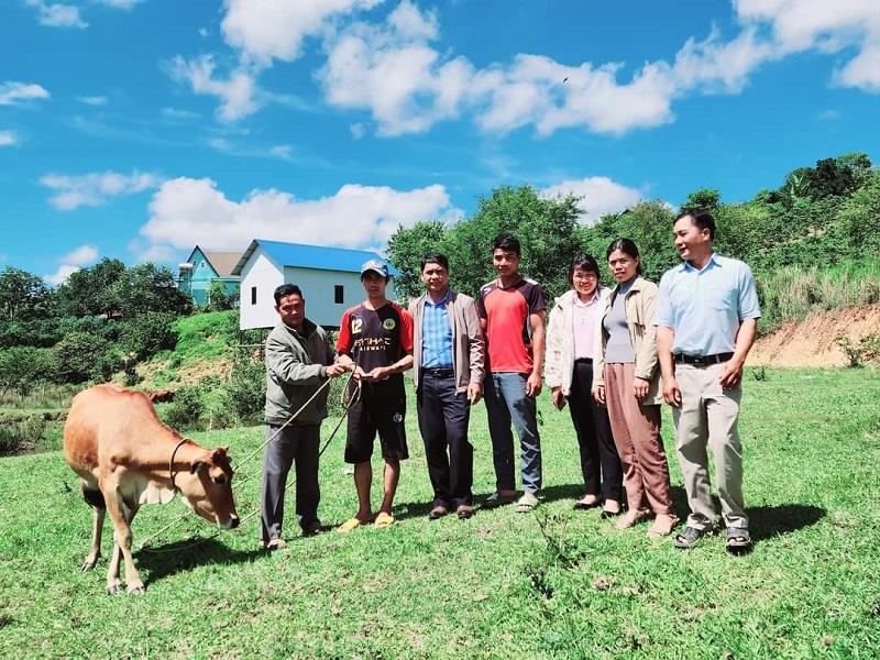 Ủy ban MTTQ Việt Nam huyện bàn giao bò giống cho người dân