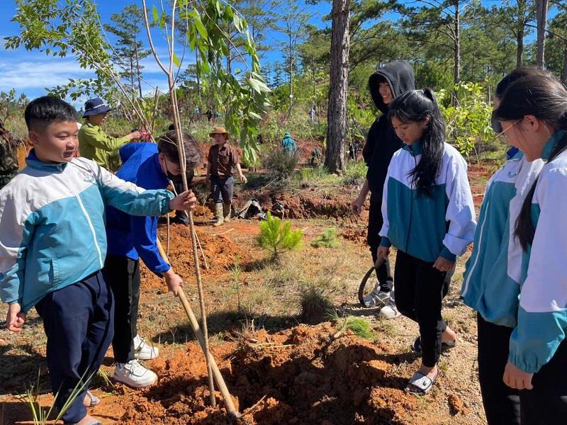 Cán bộ, công chức, viên chức, đoàn viên thanh niên và học sinh tham gia trồng cây