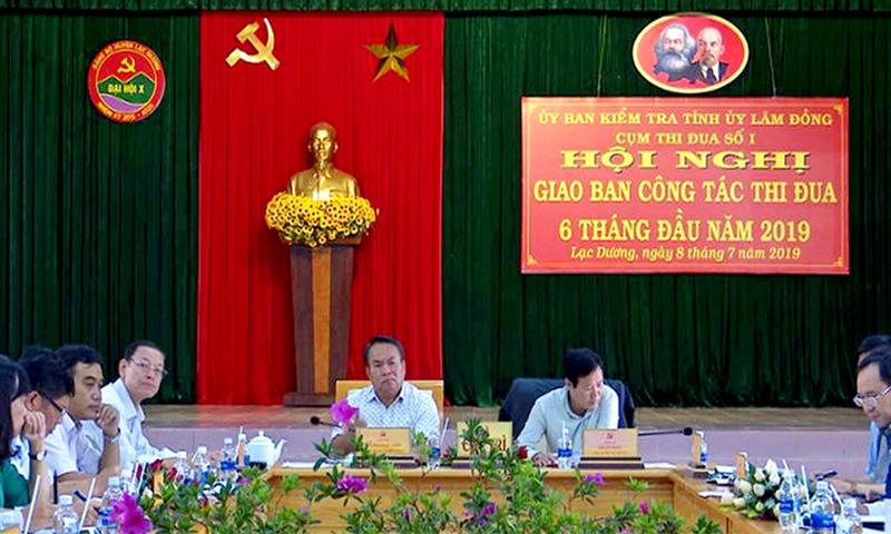 Hội nghị Giao ban công tác kiểm tra, giám sát và thi hành kỷ luật trong Đảng 6 tháng đầu năm 2019 Cụm thi đua số I tại Lạc Dương. Ảnh: Anh Tuấn