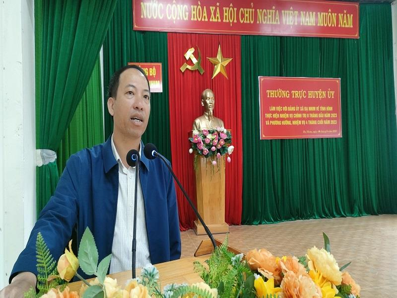 Đồng chí Sử Thanh Hoài - Bí thư Huyện ủy, Chủ tịch HĐND huyện phát biểu kết luận buổi làm việc