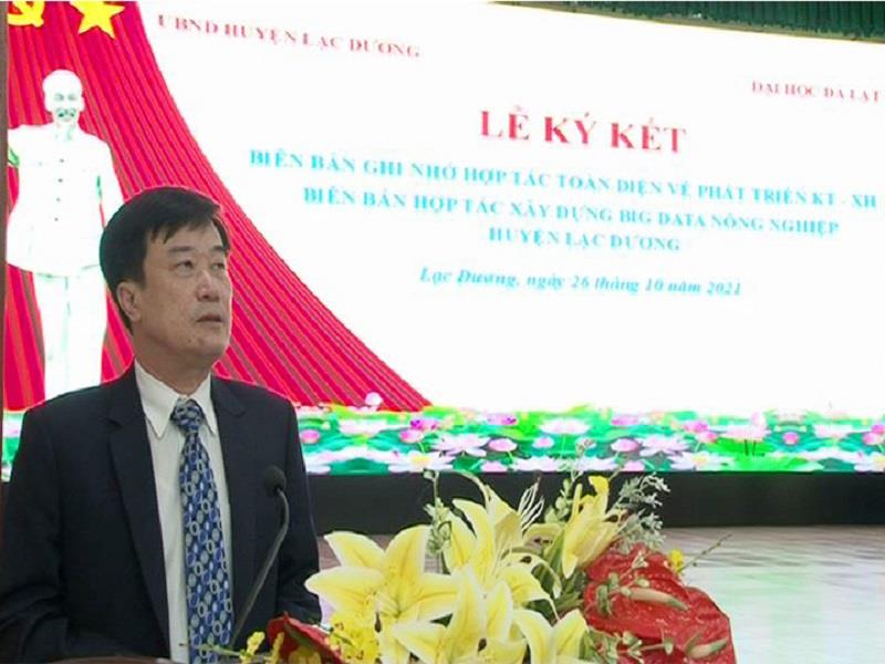 Tiến sỹ Lê Minh Chiến - Bí thư Đảng ủy, Hiệu trưởng trường Đại học Đà Lạt phát biểu tại buổi lễ
