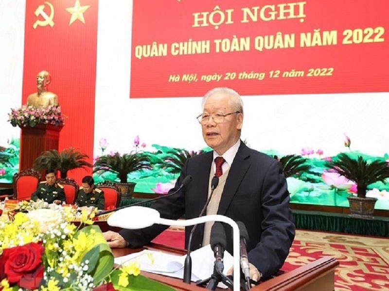 Tổng Bí thư Nguyễn Phú Trọng phát biểu chỉ đạo tại Hội nghị quân chính toàn quân năm 2022