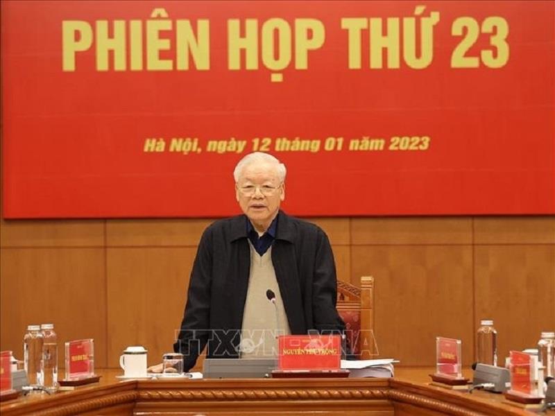 Tổng Bí thư Nguyễn Phú Trọng chủ trì phiên họp 23 của Ban Chỉ đạo Trung ương về phòng, chống tham nhũng, tiêu cực.