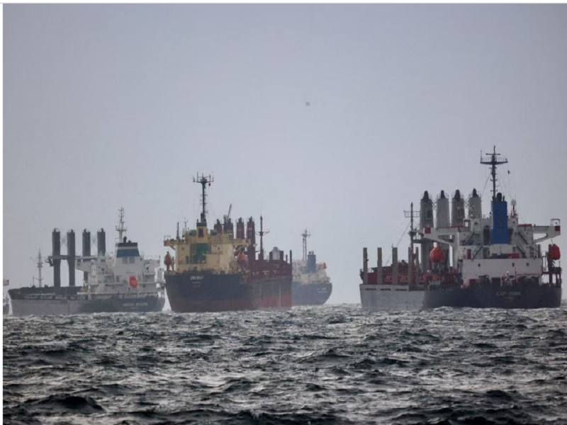 Các tàu chở hàng theo Sáng kiến Ngũ cốc Biển Đen đang chờ kiểm tra tại khu neo đậu phía Nam của Bosphorus ở Istanbul, Thổ Nhĩ Kỳ, ngày 11/12/2022. (Ảnh: Reuters)