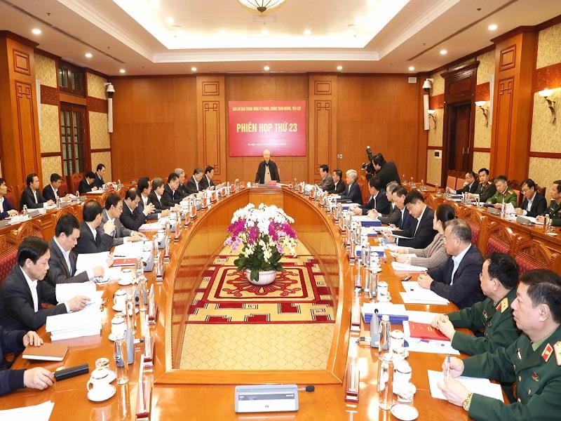 Tổng Bí thư Nguyễn Phú Trọng chủ trì Phiên họp thứ 23 của Ban Chỉ đạo Trung ương về phòng, chống tham nhũng, tiêu cực_Ảnh: TTXVN