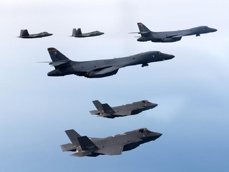 Máy bay của Lực lượng Không quân Hàn Quốc và Mỹ tham gia cuộc tập trận không quân chung trên biển Hoàng Hải, ngày 1/2/2023. (Ảnh: Bộ Quốc phòng Hàn Quốc)