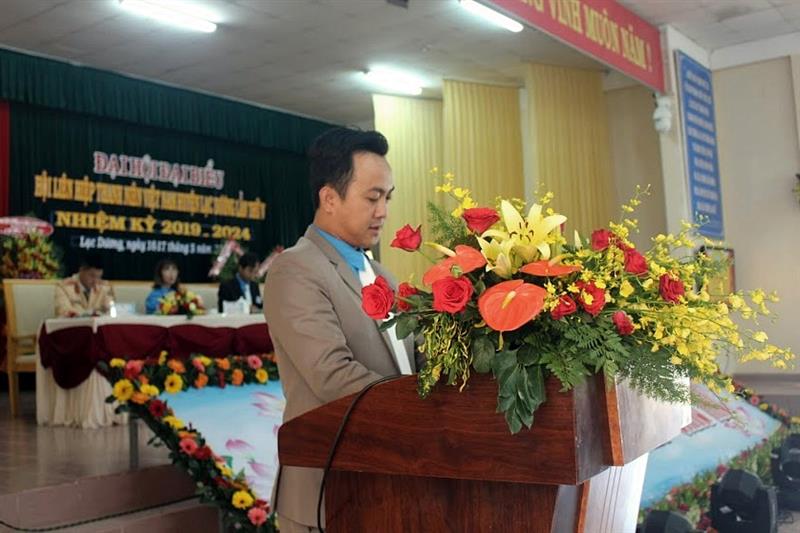 Đồng chí Phan Đức Thái - Phó Chủ tịch Ủy ban Hội LHTNVN tỉnh Lâm Đồng phát biểu chào mừng Đại hội