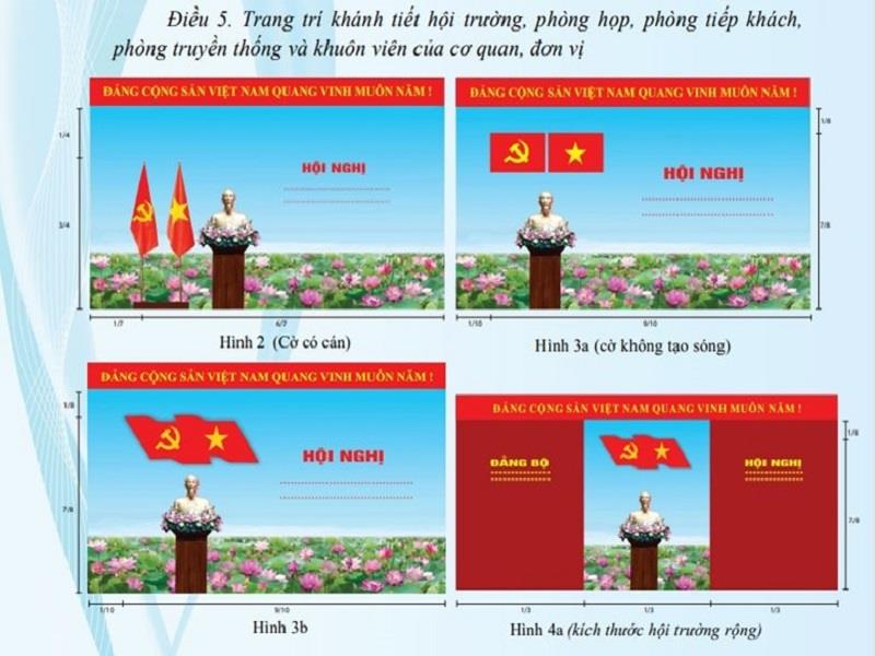 Hình ảnh minh họa hướng dẫn sử dụng cờ Đảng theo Hướng dẫn của Ban Tuyên giáo Trung ương