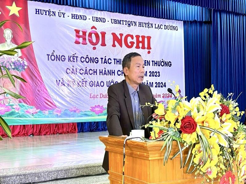 Đồng chí Đàm Minh Tuấn - Phó Giám đốc Sở Nội vụ, Trưởng Ban Thi đua - Khen thưởng tỉnh phát biểu chỉ đạo hội nghị