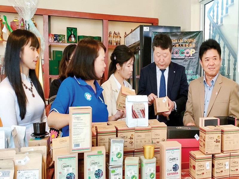 Đoàn công tác của thành phố Yachiyo, tỉnh Ibaraki, Nhật Bản tìm hiểu các sản phẩm OCOP tại Trung tâm Giới thiệu sản phẩm OCOP huyện Lạc Dương vào tháng 5/2023