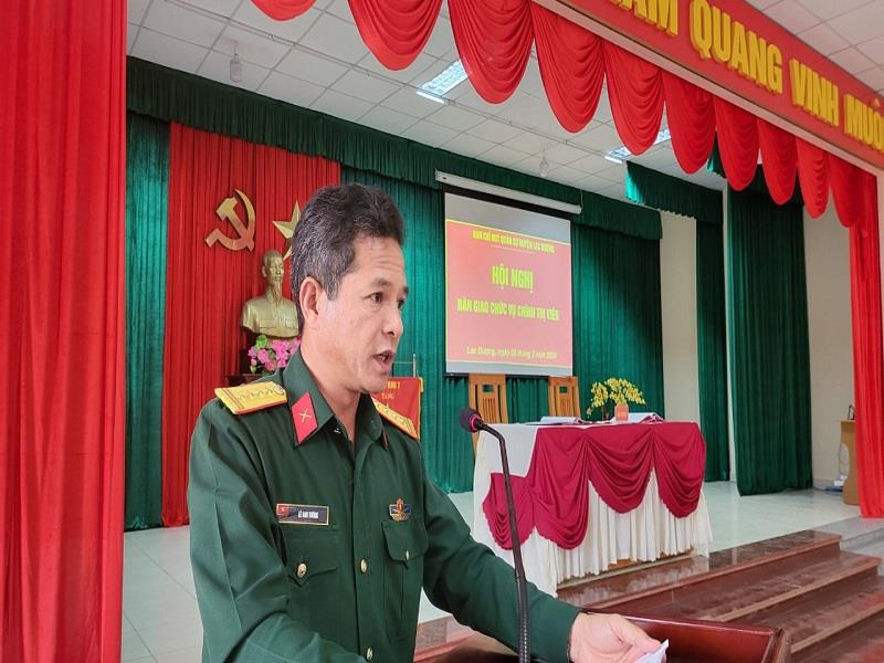 Đồng chí Lê Anh Vương - Phó Chỉ huy trưởng Bộ CHQS tỉnh phát biểu chỉ đạo