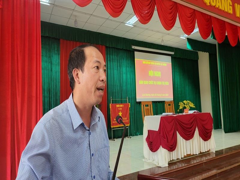 Đồng chí Sử Thanh Hoài - Bí thư Huyện ủy, Chủ tịch Hội đồng nhân dân huyện phát biểu chỉ đạo