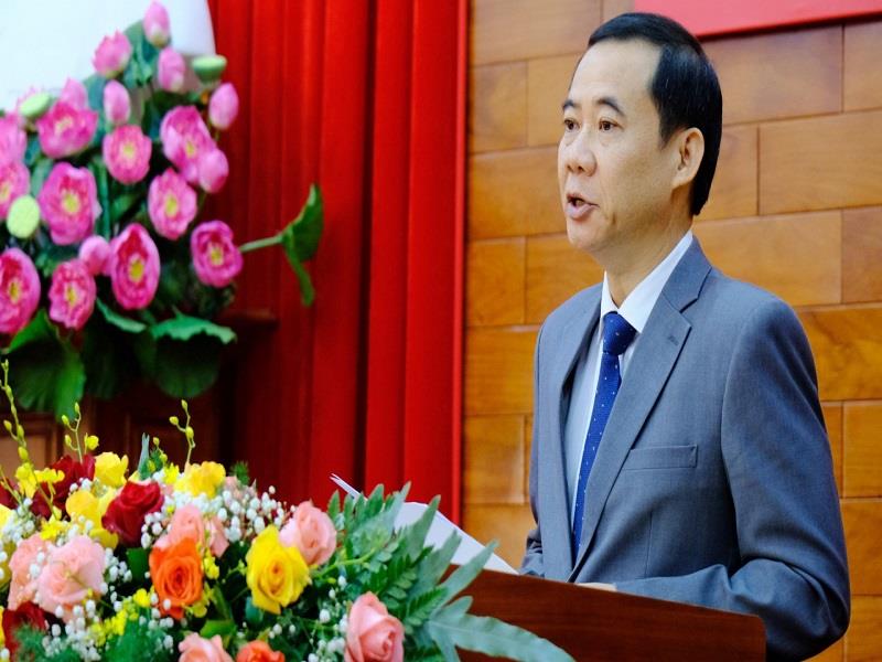 Đồng chí Nguyễn Thái Học - Quyền Bí thư Tỉnh ủy Lâm Đồng phát biểu nhận nhiệm vụ