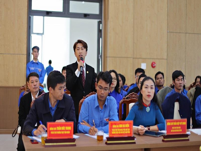 Anh Phạm Hoàng Khánh Vũ - Chủ nhiệm CLB Khởi nghiệp bày tỏ mong muốn được hỗ trợ tạo cầu nối giữa các doanh nghiệp trẻ với ĐVTN khởi nghiệp