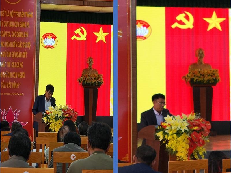 Đồng chí Bon Yo Soan và đồng chí Ya Tiong phát biểu chỉ đạo tại hội nghị