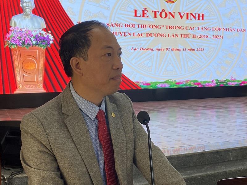 Đồng chí Sử Thanh Hoài - Bí thư Huyện ủy, Chủ tịch HĐND huyện phát biểu chỉ đạo tại Lễ tôn vinh