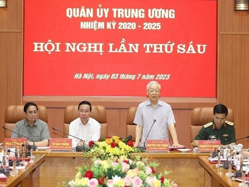 Tổng Bí thư Nguyễn Phú Trọng phát biểu kết luận hội nghị. (Ảnh: Trí Dũng/TTXVN)