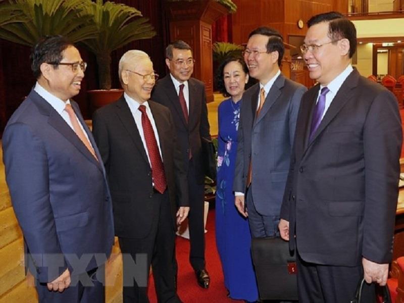 Tổng Bí thư Nguyễn Phú Trọng và các vị lãnh đạo Đảng, Nhà nước dự bế mạc hội nghị